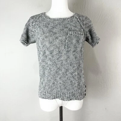Wallace Madewell Sweater Short Sleeve Pocket Linen Blend Marled Knit Size Small - Image 1 of 4