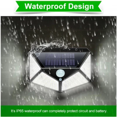 Solar Power 100 LED Lights PIR Motion Sensor Outdoor Security Lamp Wall US - Image 1 of 4