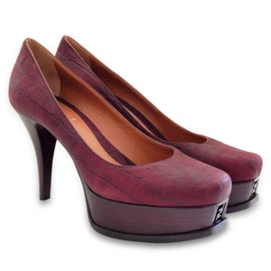 NEU FENDI Fendista Plateau-Pumps Burgunderrot Eidechsenprägung Leder, Größe 38 - Bild 1 von 9
