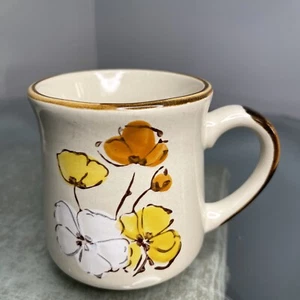 Vintage Sunnycraft Stoneware Coffee Mug Fall Flower 21102 Korea Hand Painted - Picture 1 of 7