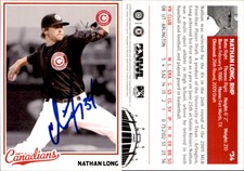 Nathan Long Signed 2009 Grandstand Vancouver Canadians #NNO Card Auto