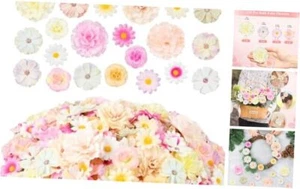 210 Pcs Mini Silk Flower Heads Small Fake Rose Daisy Faux Light Colors Mixed - Picture 1 of 7