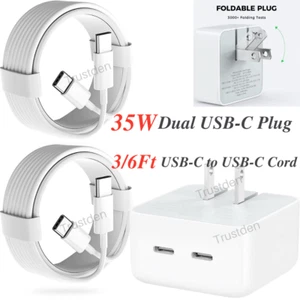 Type C Fast Charger Cable 35W USB C Power Adapter Cube For iPad Air Pro Macbook - Picture 1 of 15