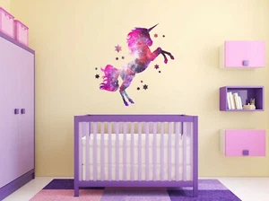 FULL COLOUR Cosmic Unicorn Wall Art, 3D Sticker, Modern, Transfer, PVC Decal - Picture 1 of 9