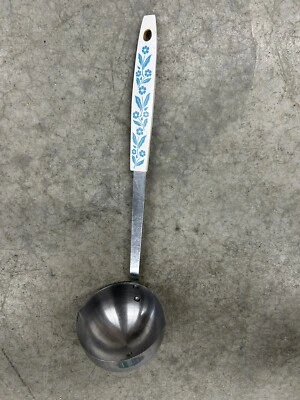 Vintage Household Ladle White Handle Blue Cornflower Japan - Изображение 1 из 4