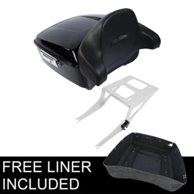 Vivid Black King Trunk Pad Mount Rack Fit For Harley Fatboy 08-16 - Image 1 of 4