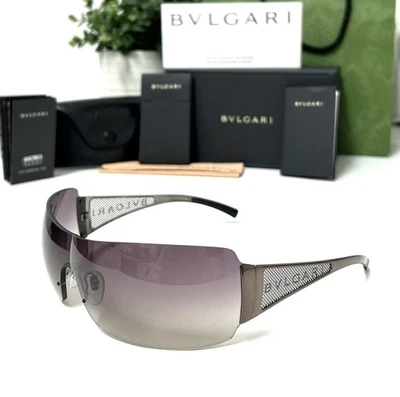 Gafas de sol Bvlgari Y2K 550 Bono U2 sin montura visera escudo metal dorado rosa degradado Foto 1 de 4