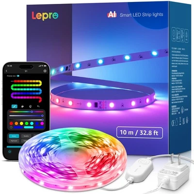 S1 AI LED Strip Lights for Bedroom - 32.8ft Smart RGB Light Strips with IC and - Image 1 of 4