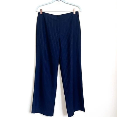 Pantalones de mujer Armani Collezioni de lana talla 6 negros a rayas minimalistas de lujo Foto 1 de 4