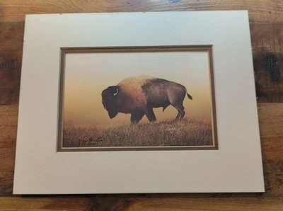 3 Jim Horton gerahmte Passepartoutdrucke 1978 signiert & nummeriert Büffel Tipi Baum - Bild 1 von 4