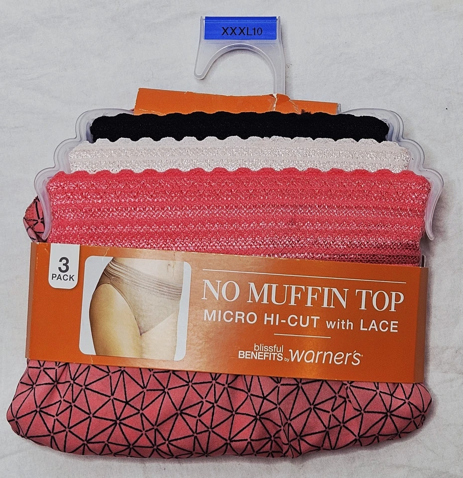 Warners Blissful Benefits Hi-Cut Microfiber w/ Lace 3 Pack Choose M XL XXL XXXL - Image 1 of 4