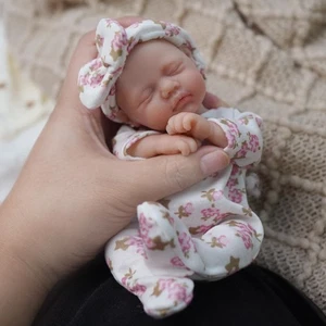 7" Mädchen Micro Frühchen Ganzkörper Silikon Baby Puppe, Realistisch Neugeborenes Baby Do... - Bild 1 von 5