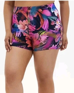 Torrid Größe 1X Badeshorts tropischer Blumendruck Gitter Schnürung seitlich neu ohne Etikett - Bild 1 von 7