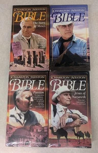Charlton Heston Presents The Bible (4 VHS 1993) Genesis Moses Passion Jesus B2G1 - Picture 1 of 2