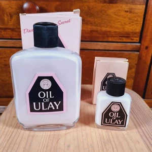 Vintage Oil of Ulay Beauty Fluid Original Glass Bottle 200ml And 30ml New Boxed - Picture 1 of 7