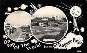 RAUMFAHRT AUF DER WELTSPITZE BOGNOR REGIS SUSSEX MEHRANSICHT POSTKARTE ca. 1960er - Bild 1 von 2