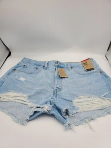 Levi's Women's 501 Original High-Rise Cut Off Jean Shorts Size 32 Light Wash Nwt - Picture 1 of 5