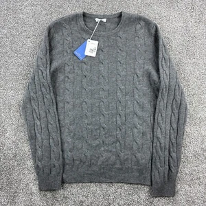 Malo Optimum Cable Knit Sweater Mens M Gray Cashmere Wool Blend Crew Fisherman - Picture 1 of 9