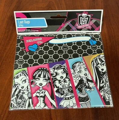 MONSTER HIGH Loot Bag Birthday Party Kids Supplies Amscan 8 Count Treat Bags Vin - Image 1 of 4