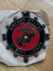 Vintage (6” X  5.5”) U.S. Marines, Self-Adhesive Plastic Clock Face - Picture 1 of 4
