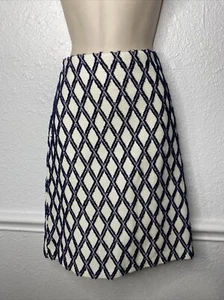 Falda J. McLaughlin Lápiz Recto Ikat Mezcla de Algodón Blanco Azul Talla 8 - Imagen 1 de 8