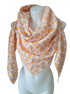 Schal Tuch Dreieckstuch Musselin Baumwolle Made Italy Leo Flieder - Orange Neon - Bild 1 von 2