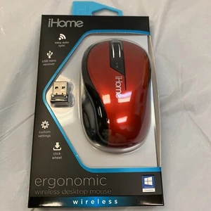 iHome Ergonomic Desktop Mouse Easy Sync IH-M2010R - Nano Receiver Red New Stock! - Picture 1 of 13