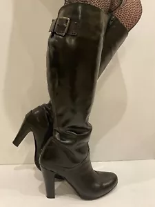 Vintage Ravel Knee High Boots Black Leather UK6 EU39 VGC - Picture 1 of 11