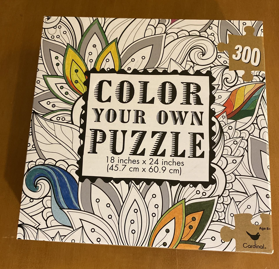 Cardinal Color Your Own Puzzle 300 Pieces Black and White 18 X 24 Inches