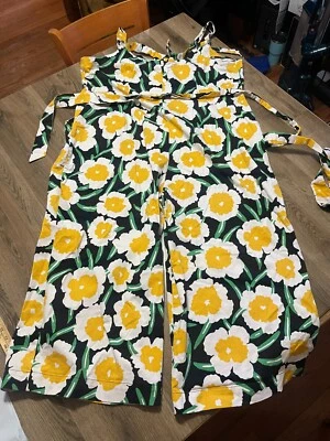 Jersey Diane von Furstenberg, Para Mujer Plus 3X, Blanco Amarillo, Floral, Cintura Corbata Foto 1 de 4