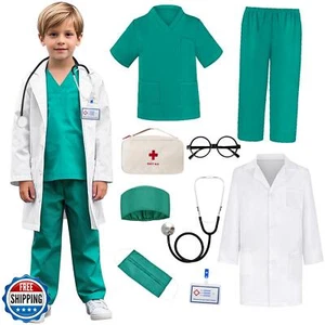 Miltrs Costume Medico per Bambini con Stetoscopio Reale Bambini Scrub Halloween Co - Foto 1 di 5