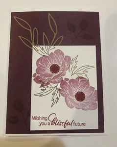 Card Set Of 4 Stampin Up Flowers Leaves Any Occasion - Picture 1 of 2