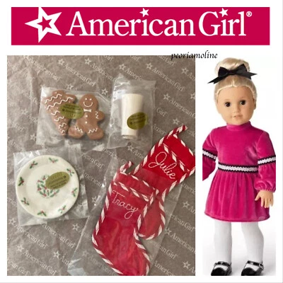 American Girl JULIE Holiday Christmas~Cookie, Porcelain Plate, 2 Stockings~Milk - Image 1 of 3