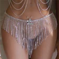 Boho Body Chain Belt Skirt Shiny Crystal Tassel Panties Nightclub Body Jewelry