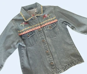 Vintage BILL BLASS 1990s Embroidered Denim Jacket Size Small - Picture 1 of 8