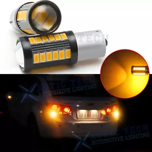 2x 1156 3000K Golden Amber LED Rear Turn Signal Light Bulbs Lamp Projector 7506 - Picture 1 of 11