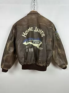 Men's Chevignon Brown Home James Heavy Flying Leather Jacket Size L - Picture 1 of 24