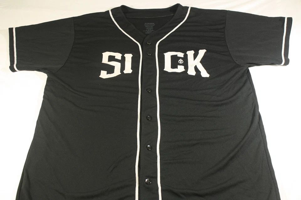 Mens Softball Jersey Black Short Sleeve Button Up "Sick" Augusta Sports Size 2XL - Image 1 of 4
