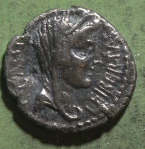 The Republicans C Cassius Longinus Spring 42 BC LIBERTAS with  CAPIS and LITUUS - Picture 1 of 2