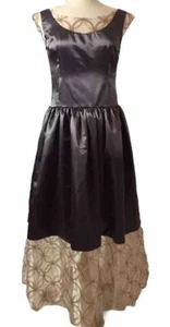 Vintage Replica Early 1920s Ball Gown Size 4-6, Taupe Satin and Gold Organza - Picture 1 of 11