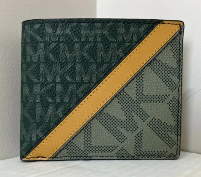 New Michael Kors Cooper Men's Billfold Wallet Olive / Army Green multi - Image 1 of 4