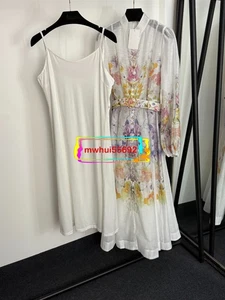 Colorful Flower Dresses Diamond Buttons Printed Long-Sleeved Dresses - Picture 1 of 6