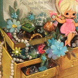 Vtg Mother’s Day Card UNUSED Fairy Pixie In Jewelry Box Diecut Hallmark Daughter - Bild 1 von 8