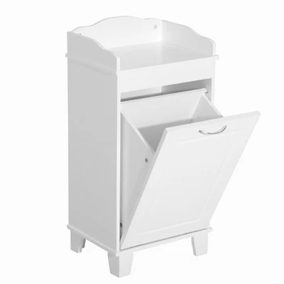 31" Modern Home Organizer Bathroom Storage Cabinet Tilt Out Laundry Hamper White - Image 1 of 4