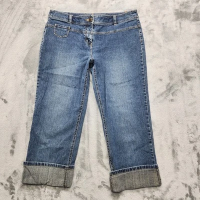 Vintage 90s Ann Taylor LOFT Jeans Womens 4 Mid Rise Crop Cuffed Straight Stretch - Image 1 of 4