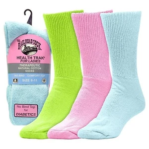 RAILROAD HERGESTELLT IN DEN USA - 635 - pastellfarbene therapeutische Crew-Damensocken - 3er-Pack sortiert - Bild 1 von 1