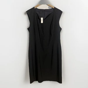 Talbots NWT Midi Dress Women's 14 Black Wool Blend Sleeveless Lined V Neck - Picture 1 of 10