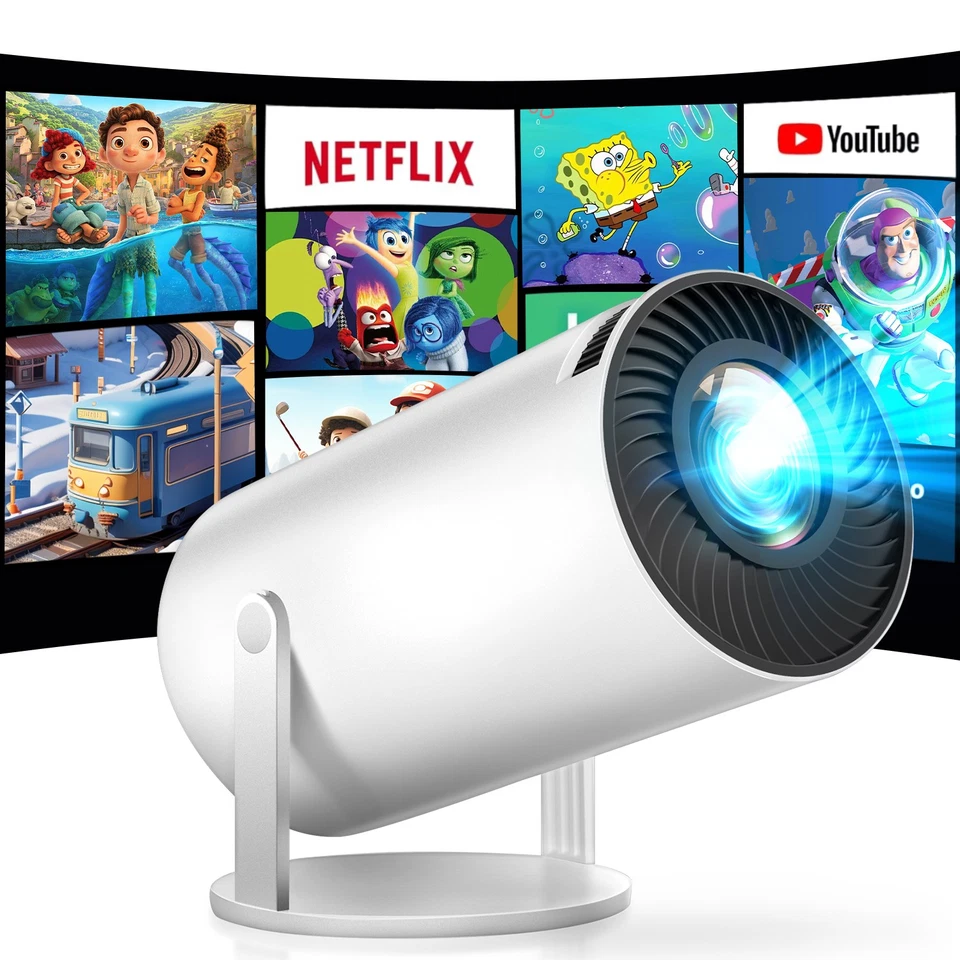 4K UHD Beamer Projektor WiFi6 Bluetooth Smart Heimkino Mini Tragbar Android NEW - Bild 1 von 4