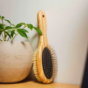 Bamboo Dog Brush for All Coats | Natural Bristles | Pet Brush  - Picture 1 of 1