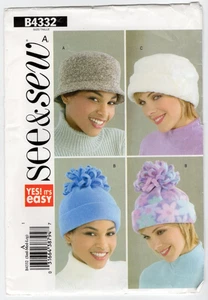 2004 Butterick Sewing Pattern #B4332 Misses Winter Hats Size SM-LG Uncut - Picture 1 of 4